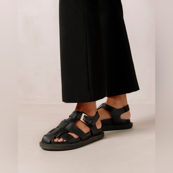 Alohas Backbone Black Leather Sandals - Picture 2 of 7